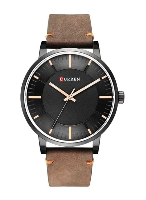 

Curren Analog Watch for Men with Leather Band, Water Resistant, 8332, Brown-Black