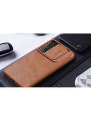 Nillkin Samsung Galaxy S23 Camera Protection Leather Mobile Phone Flip Case Cover, Brown