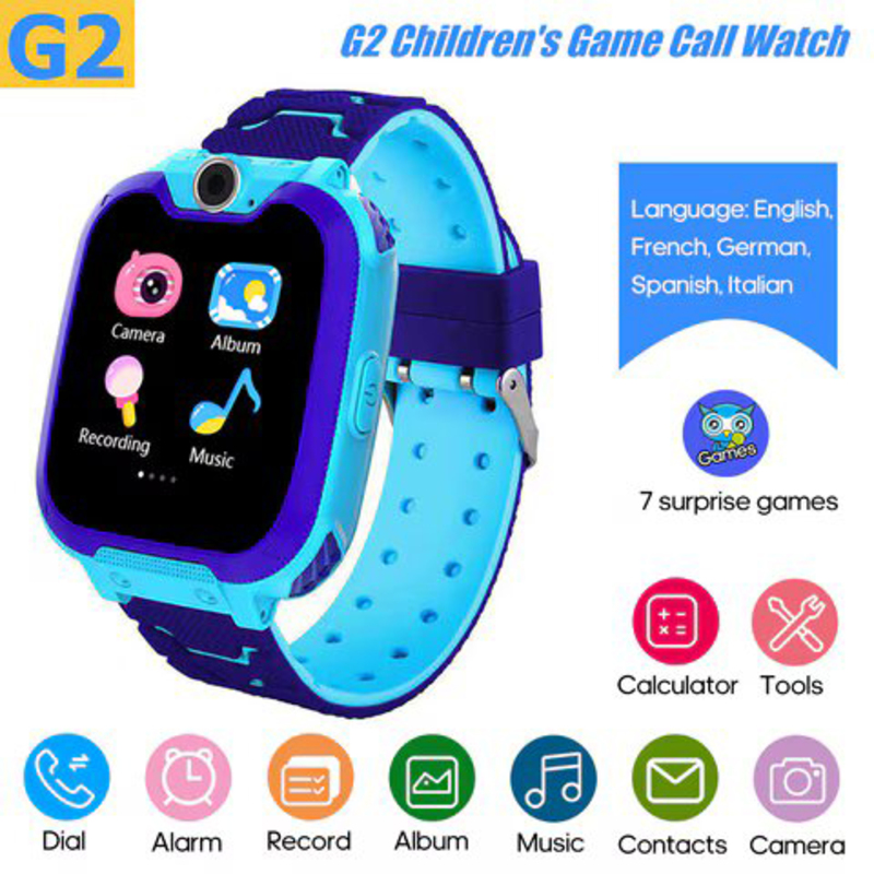 Kkmoon Docooler - G2 Intelligent Kids Smartwatch with Built-in 7 Children Puzzle Games & Built-in 5 Languages, Blue