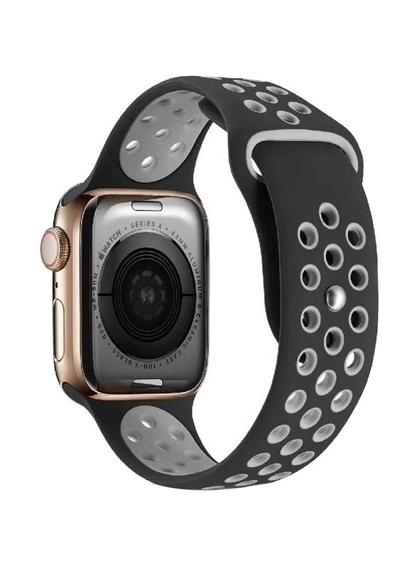 Sport Replacement Wrist Strap Band for Apple Watch 42/44mm, Black/Gold