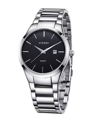 Curren Analog Watch for Men with Stainless Steel Band, Water Resistant, NF9164, Silver-Black