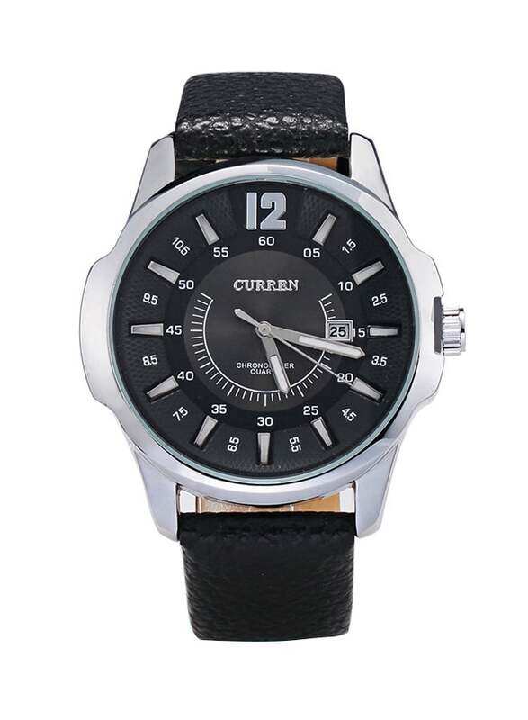 

Curren Analog Wrist Watch for Men with Leather Band, Water Resistant and Chronograph, Watch006, Black-Black