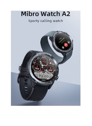 Mibro 1.39" A2 Sporty Bluetooth Calling Smartwatch with HD Screen, Round Dual Straps, Optical Heart Rate Sensor, SpO2 Sensor, Accelerometer, BT 5.3 Connectivity, 20M Waterproof 350mAh Battery, Black