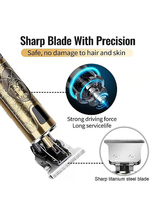 XiuWoo Rechargeable Electric Hair Clippers with LCD Screen, Gold