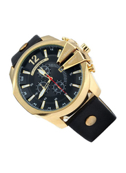 Curren Analog Watch for Men with Leather Band, Water Resistant and Chronograph, 8176, Black