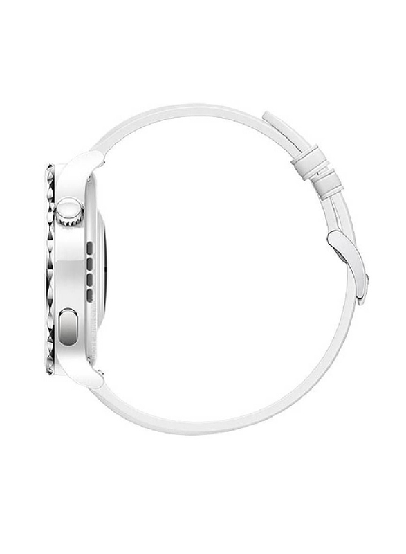 Replacement Genuine Leather Strap for Huawei Watch GT3 Pro, White