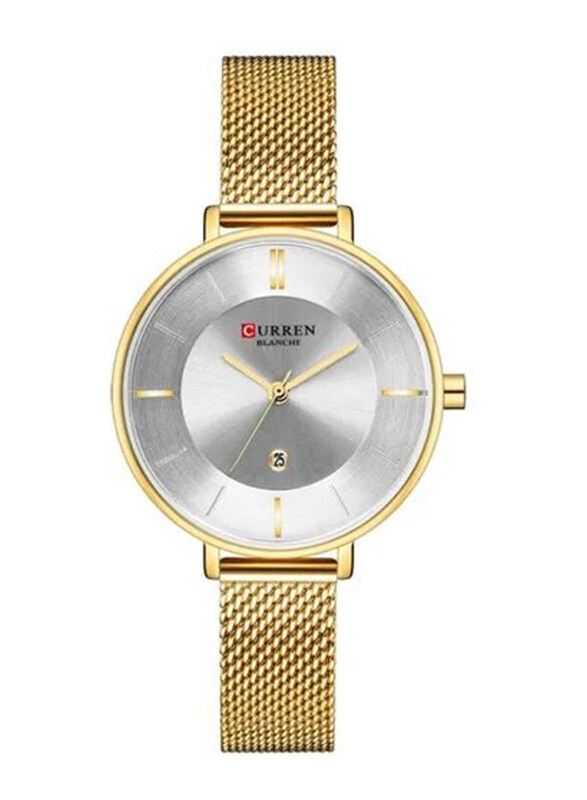 

Curren Analog Watch for Girls with Stainless Steel Band, C9037L-6, Gold-Grey