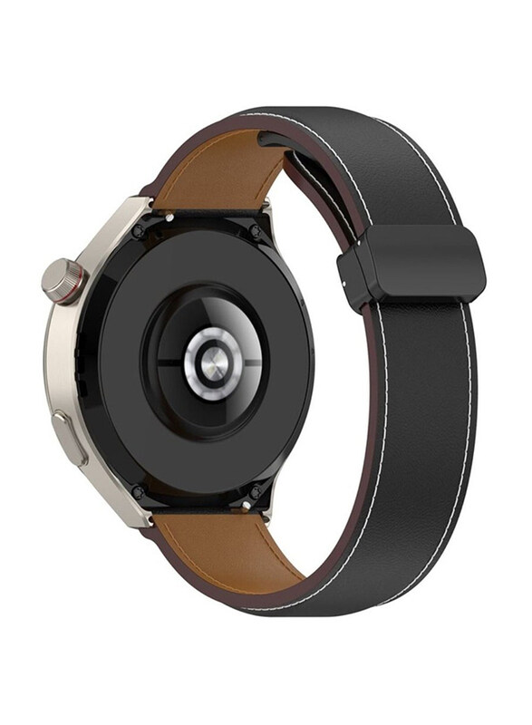 

Perfii Genuine Cow Leather Watch Strap 22mm Folding Buckle Wristband for Huawei Watch 4 Pro/Watch 4/Watch GT Active/Watch GT runner/Watch 2 Classic, B