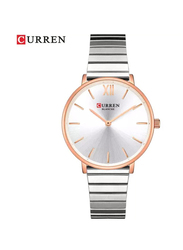 Curren 9040 Luxury Analog Quartz Watch for Women with Stainless Steel Band, Water Resistant, Silver