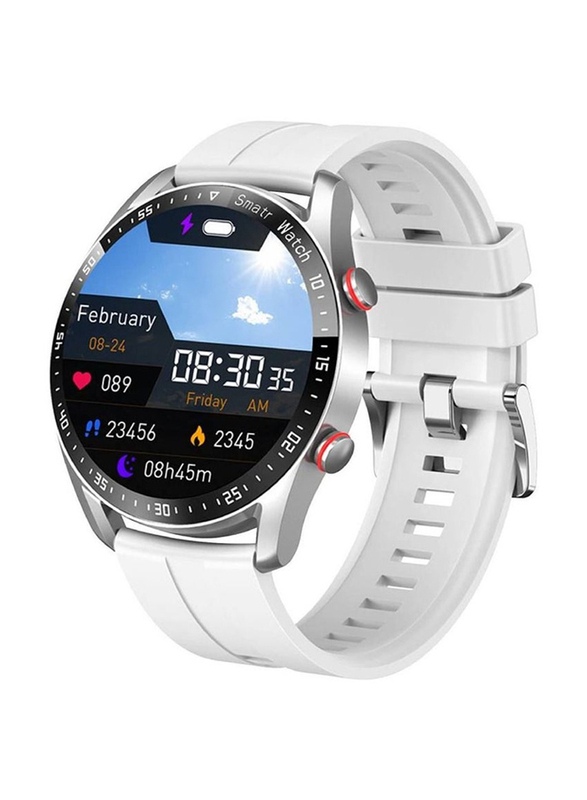 LW 46mm Smartwatch with Bluetooth Voice Call, HD Full Touching Screen, Smart Reminder, Heart Rate Sleep Monitor & IP67 Waterproof, Silver