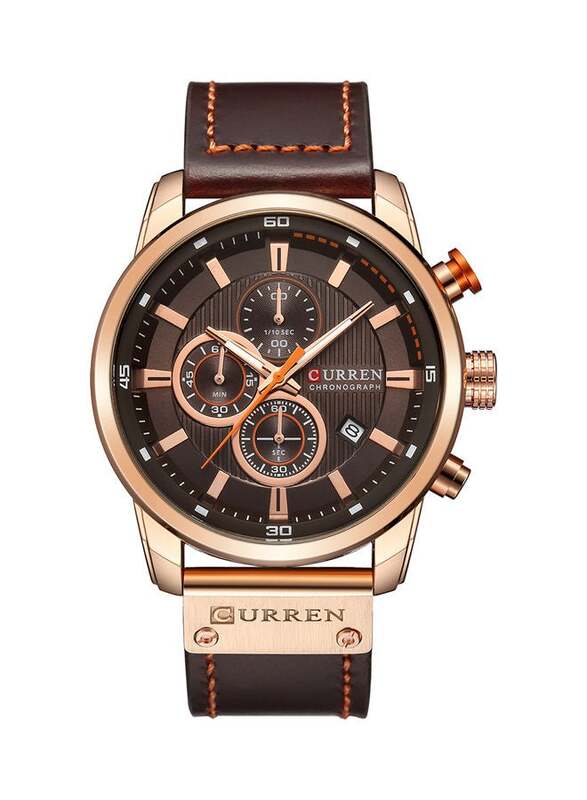 Curren Analog + Digital Wrist Watch for Men with Stainless Steel Band, Water Resistant and Chronograph, J3103BR-KM, Dark Brown-Brown