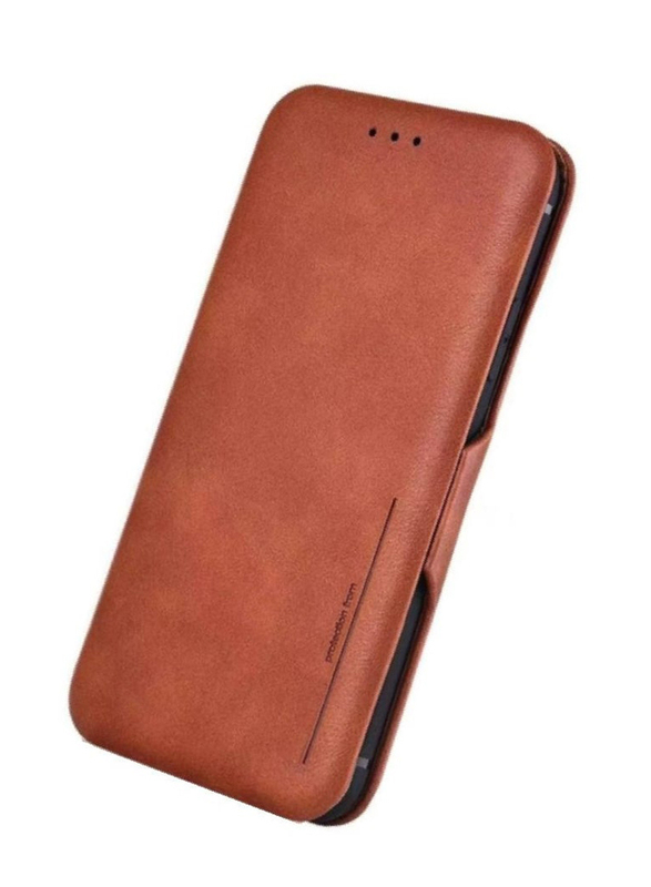 Olliwon Protective Smart PU Leather Card Holder with Auto Magnetic Closure Case Cover for Samsung Galaxy A73 5G, Brown