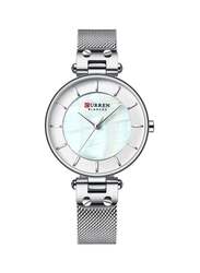 Curren Analog Wrist Watch for Women with Stainless Steel Band, J4029S-KM, Silver-White