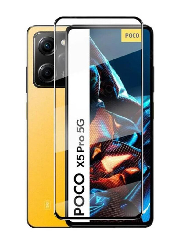 

Generic Xiaomi Poco X5 Pro Edge to Edge Full Coverage Anti Scratch Tempered Glass Screen Protector, Clear/Black