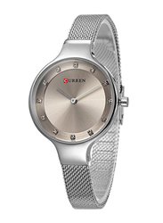 Curren Analog Watch for Women with Aluminium Band, 2351839, Silver-Grey