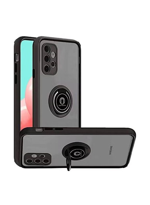 

Generic Samsung Galaxy A52 Flexible Silicone Protective Shockproof Mobile Phone Case Cover with 360 rotational Car Mount Magnetic Ring Holder, Black