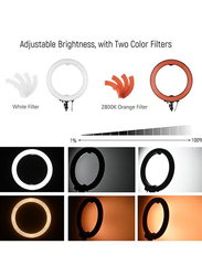 Andoer LED Video Light Dimmable Photography Ring Fill Light Set, Multicolour