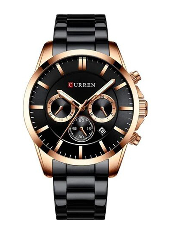 Curren Analog Watch for Men, Water Resistant and Chronograph, 8358, Black/Black
