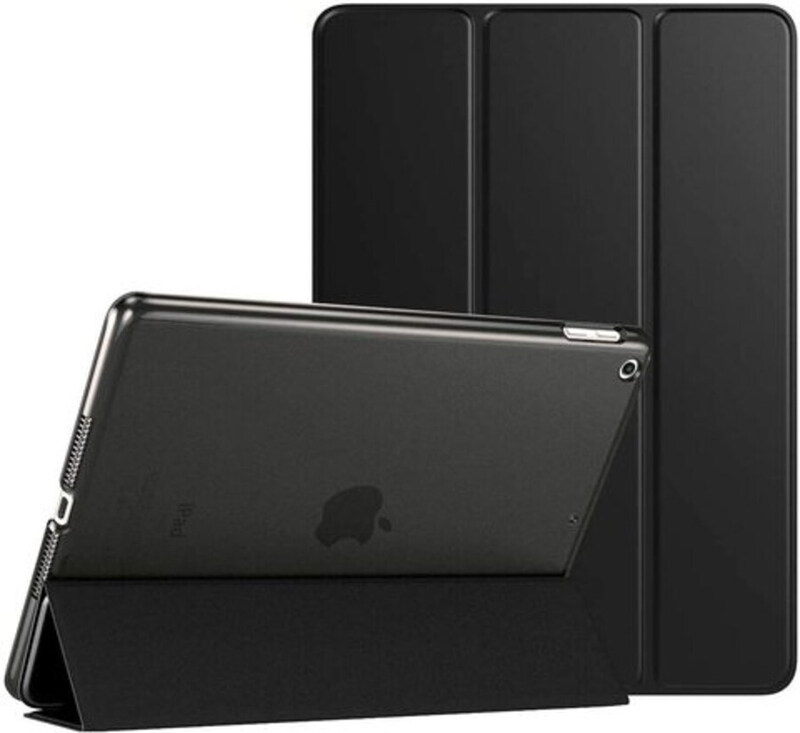 

Generic Apple iPad 10.2-inch 8th/7th Gen 2020/2019 Slim Translucent Frosted Protective Smart Tablet Flip Case Cover, Black