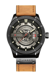 Curren Analog Stylish Watch for Men, Water Resistant, J2775BRGY-KM, Brown-Black