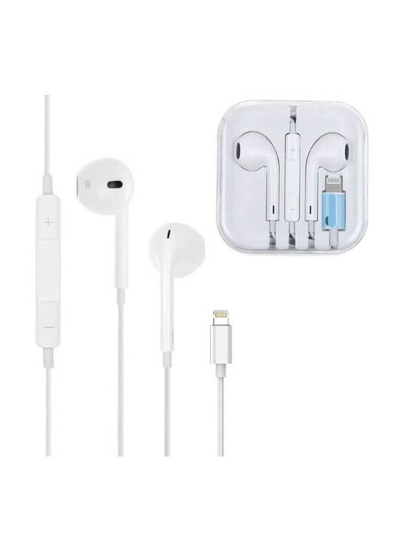 

Go-Des Wired Lightning Earphone with Mic for Apple iPhone X/11/12/13 Pro Max, White