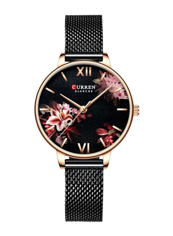 

Curren Analog Watch for Girls with Metal Band, Water Resistant, 9059, Black