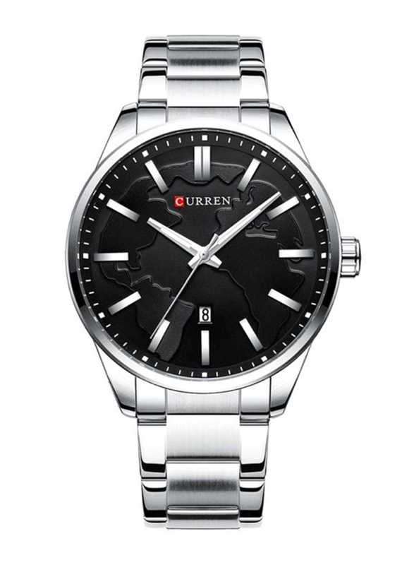 

Curren Analog Watch for Men with Stainless Steel Band, J4139S-B-KM, Silver-Black