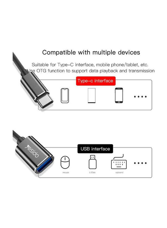 Yesido Type -C OTG Super Fast USB 3.0 Data Transmission, Black