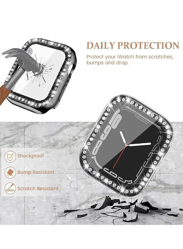 Diamond Guard Shockproof Frame Protective Cover for Apple Watch 42/44mm, 2 Piece, Clear/Black