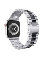 Stainless Steel Replacement Strap for Apple Watch 44mm, Black/Silver