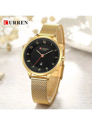 Curren Analog Watch for Men with Stainless Steel Band, Water Resistant, 9035B, Gold-Black