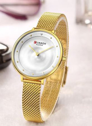 Curren Analog Watch for Women with Stainless Steel Band, Water Resistant, 9029, Gold-Silver