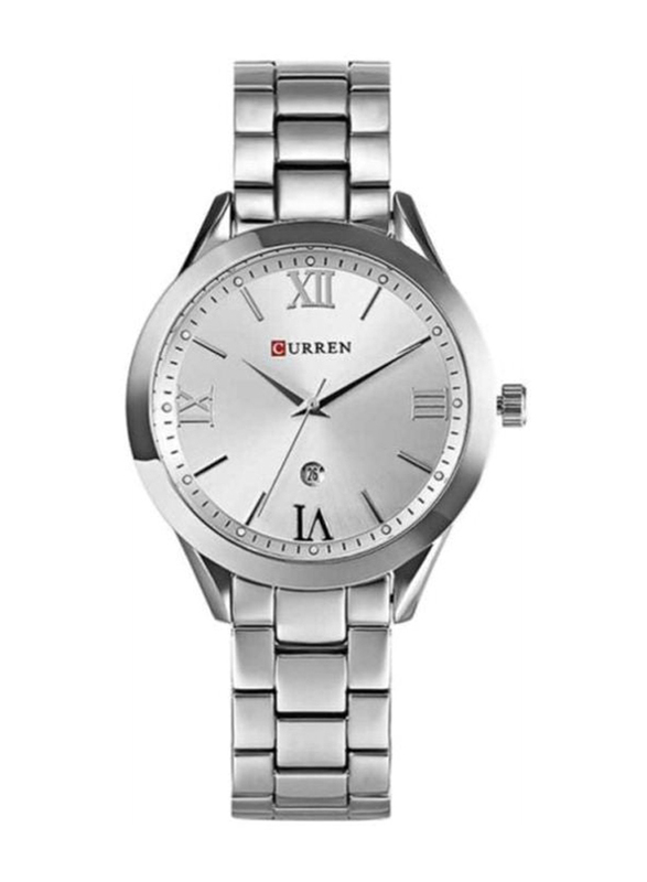 Curren Analog Watch for Women with Stainless Steel Band, 9007, Silver