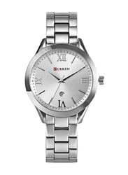 Curren Analog Watch for Women with Stainless Steel Band, 9007, Silver