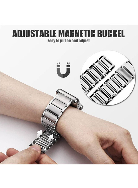 Replacement Stainless Steel Magnetic Metal Strap for Apple Series 8/7/6/5/4/SE 45mm 44mm 42mm/Ultra Watch 49mm, Silver