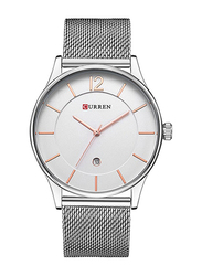Curren Analog Watch for Men with Stainless Steel Band, Water Resistant, 8231, Silver-Silver
