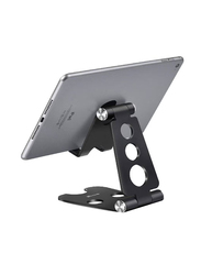 iPad, iPhone, Samsung, LG and More Aluminum Portable Folding Adjustable Stand Mounts with Anti-Slip Base Desktop, Cell Phone and Tablet Holder, Black