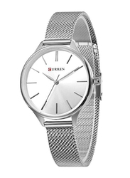 Curren Analog Watch for Women with Stainless Steel Band, Water Resistant, 9024, Silver