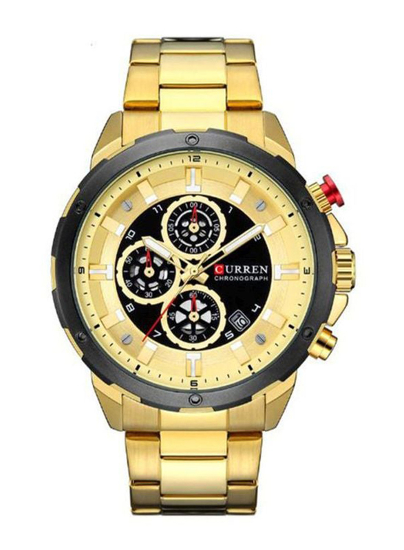 

Curren Analog Watch for Men with Stainless Steel Band, Water Resistant and Chronograph, 8323, Gold-Multicolour