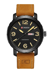 Curren Analog Watch for Men with Leather Band, Water Resistant, 8273, Brown-Black