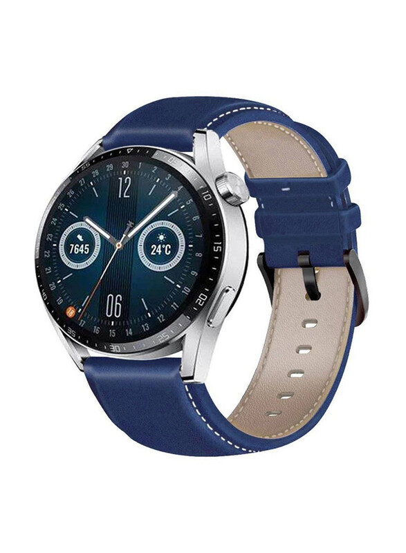

Generic Genuine Leather Replacement Strap for Huawei Watch GT3, Blue