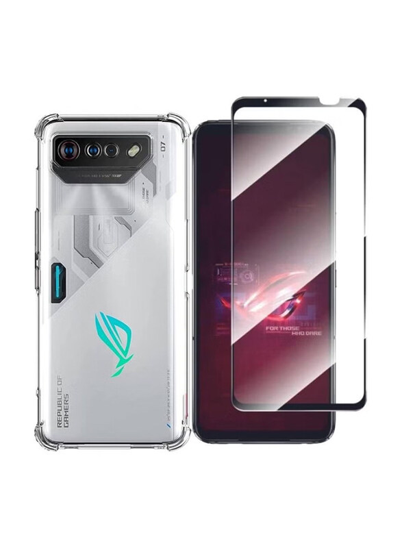 

ZooMee Asus ROG Phone 7 / ROG Phone 7 Ultimate (1+1) Protective Soft Silicone Mobile Phone Case Back Cover With Tempered Glass Screen Protector, Clear