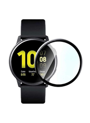 5D Full Curved Tempered Glass Screen Protector for Samsung Watch Active 2 44mm, Clear/Black