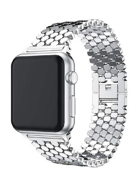 Stainless Steel Strap for Apple Watch Series 7/6/5/4/3/2/1/SE 42mm 44mm 45mm, Silver