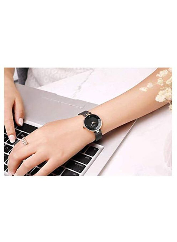 Curren Analog Wrist Watch for Women with Metal Band, Water Resistant, 9031, Black-Black
