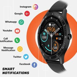 Full Touch Screen Round Watch With Heart Rate Monitor, Black