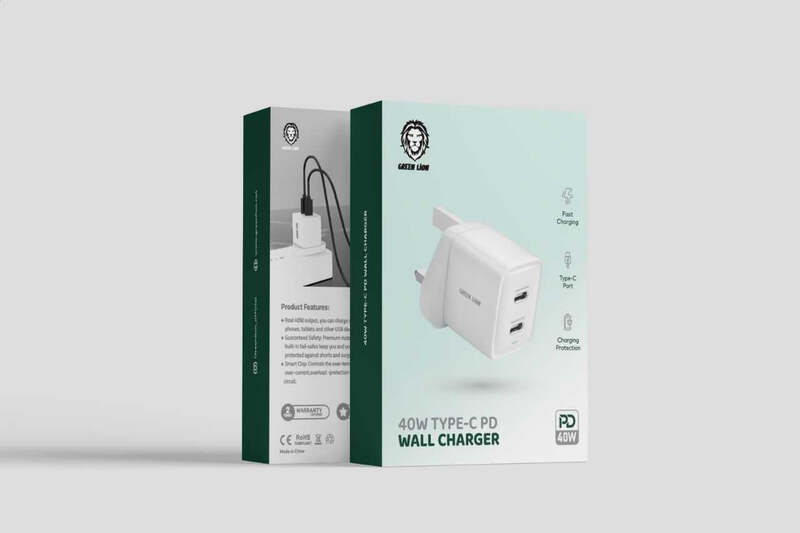 Green Lion Dual Port 40W Type-C PD Charger - White