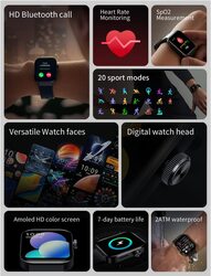 Mibro T1 Smart Watch Amoled HD Screen 20 sports Modes Black