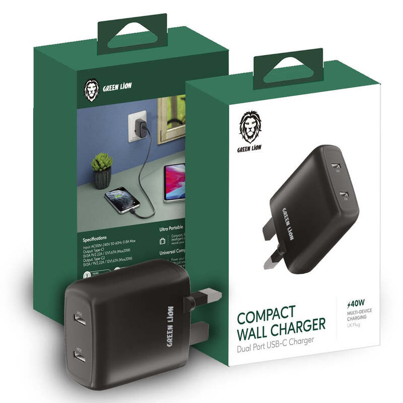 Green Lion Dual Port USB-C Charger 40W UK