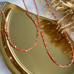 Elegantix Handmade Necklace for Women with Beads, Orange